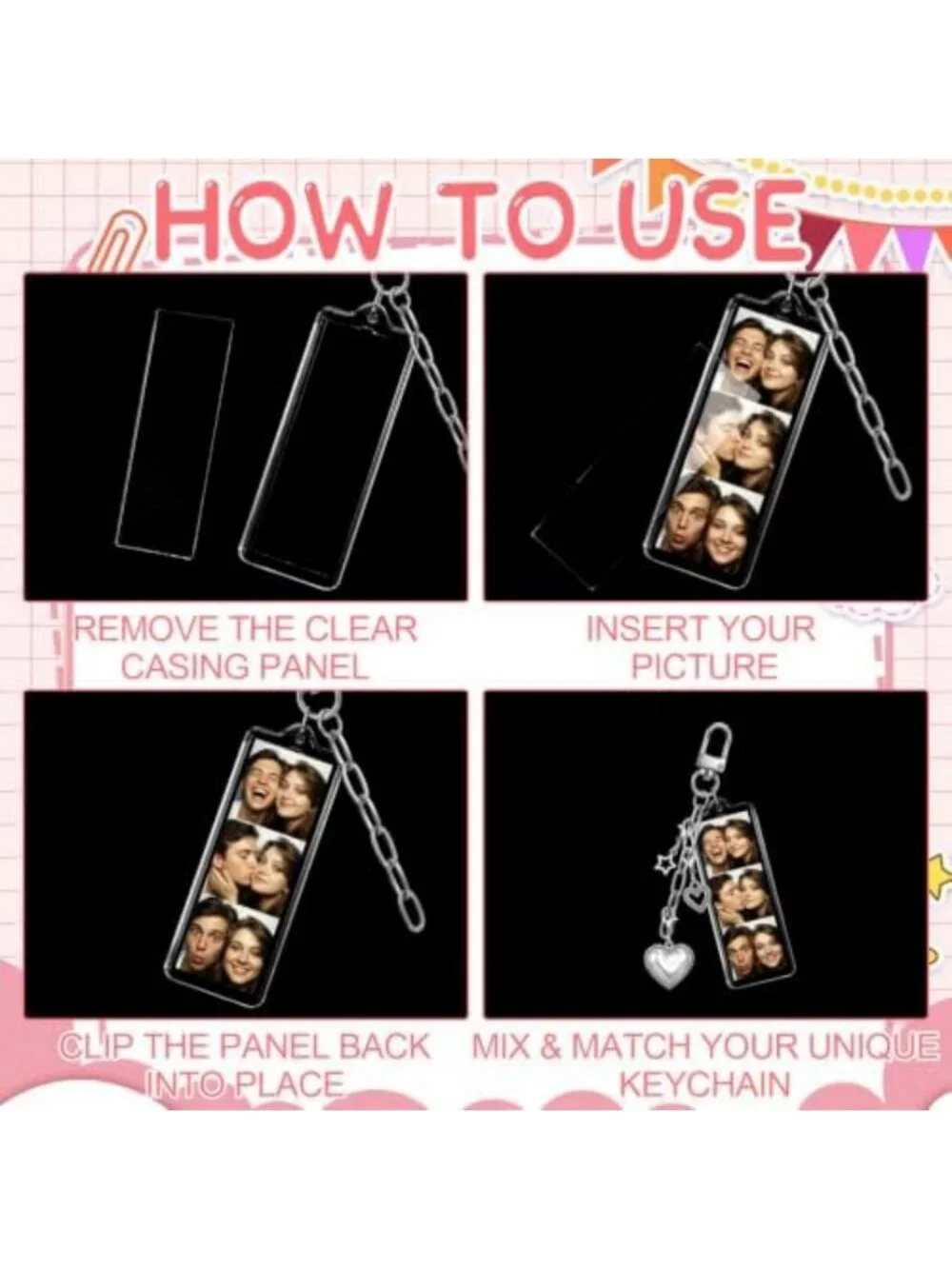 84 Pcs DIY Bag Charm Set - Mini Photo Strip Accessories for Creative
